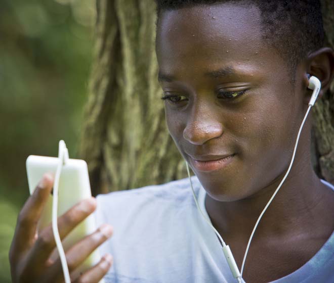 Dyslexic Student listening to audio books