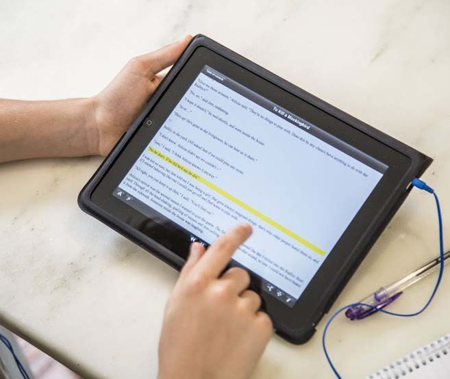 Book content on a tablet screen